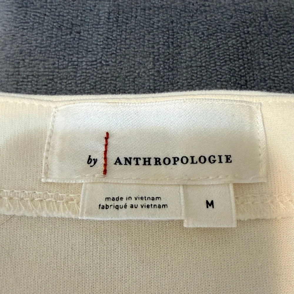 Anthropologie Cream Blouse with Puff Sleeves